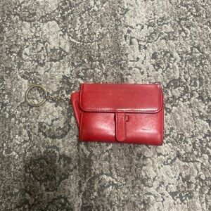Coach Red Leather Keychain Wallet